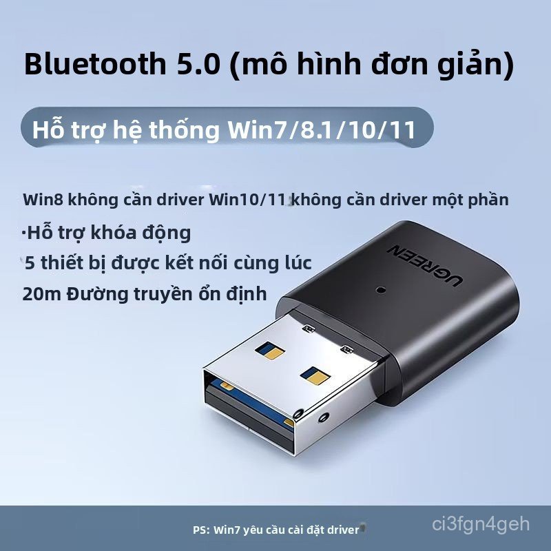 Bộ thu phát Bluetooth 5.0 Ugreen CM390 cho máy tính để bàn laptop kết nối âm thanh ổn định