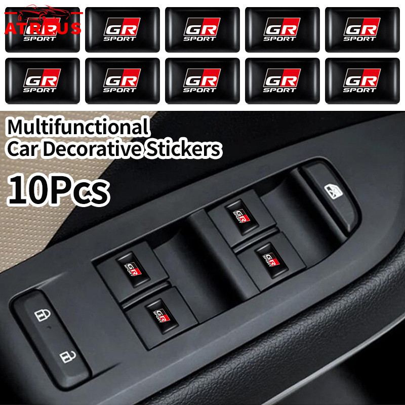 10 Chiếc Toyota GR Vuông Logo Ô Tô Dán 10 x 18 mm 3D Đa Năng Trang Trí Dán Cho Xe Toyota GR 86 Yaris