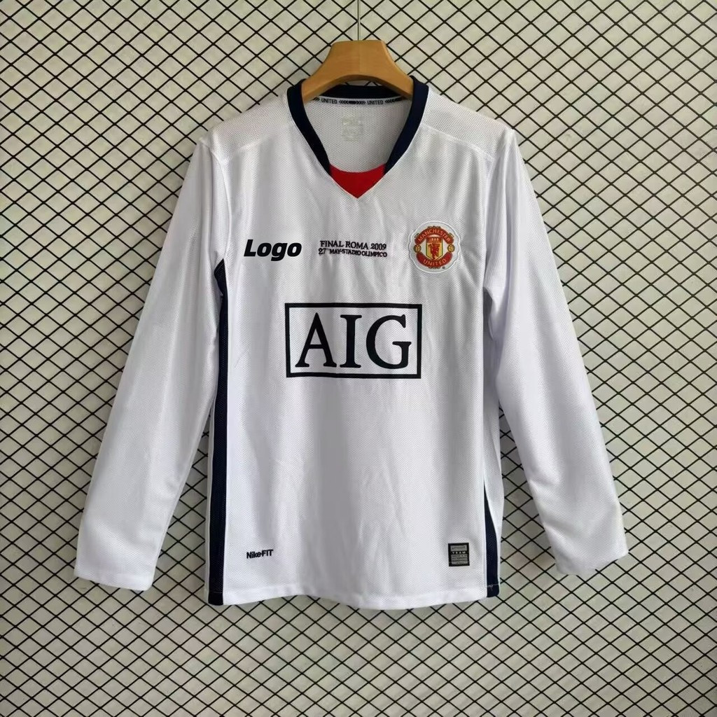 Phiên bản cổ điển Manchester United 2008 / 09 Áo thun bóng đá dài tay sân khách Manchester United