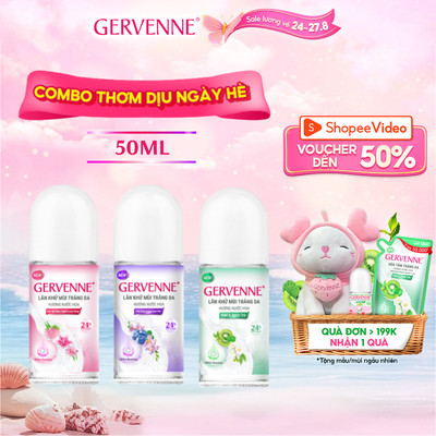 Lăn khử mùi trắng da Gervenne 50ml (3 mùi)