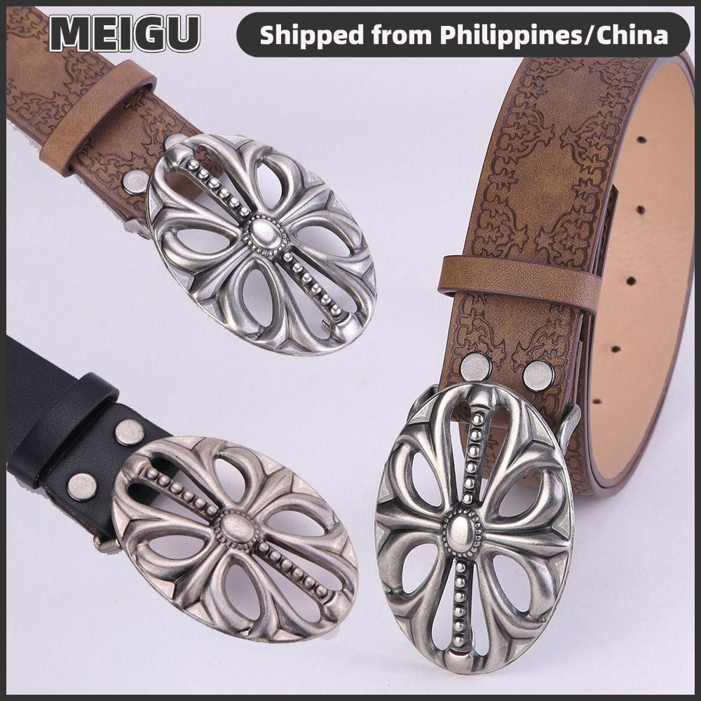 Thắt lưng da MEIGU, Hip Hop Skeleton Head Bohemian Style Belt, Rock Punk Riveted Pants Bands Y2K Sty