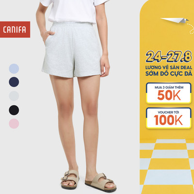 Quần short nữ CANIFA cạp chun chất liệu co giãn thoáng mát PS26 6BS26S001