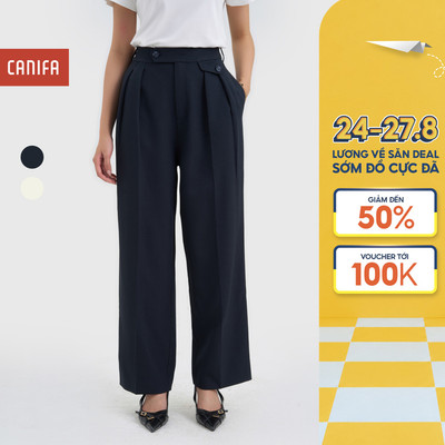 Quần dài công sở nữ CANIFA dáng suông chất liệu poly pha mềm mại 6BP25S001