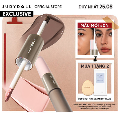 Kem Bắt Sáng & Tạo Khối 2 Đầu JUDYDOLL Liquid Highlighter & Contour Duo Lâu Trôi Dễ Tán Không vón cục Khối kem Triệt sắc 4,8g
