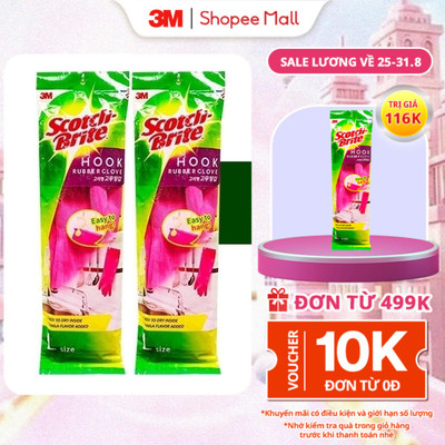 Combo 2 đôi Găng tay 3M™ Scotch-Brite™, cao su thiên nhiên, 38cm, Dùng cho rửa chén, vệ sinh gia đình & giặt quần áo