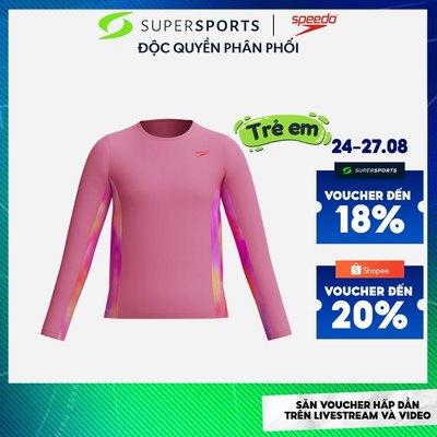 Áo Bơi Chống Nắng Bé Gái Speedo Long Sleeve Print Splice - Hồng