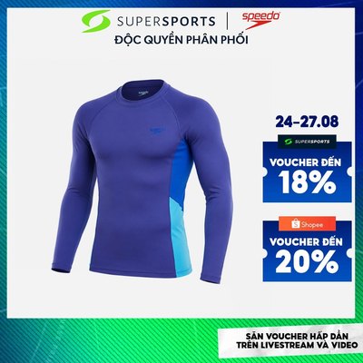 Áo Bơi Chống Nắng Nam Speedo End+ Colorblock Long Sleeve - Xanh Dương - 8-00535117921