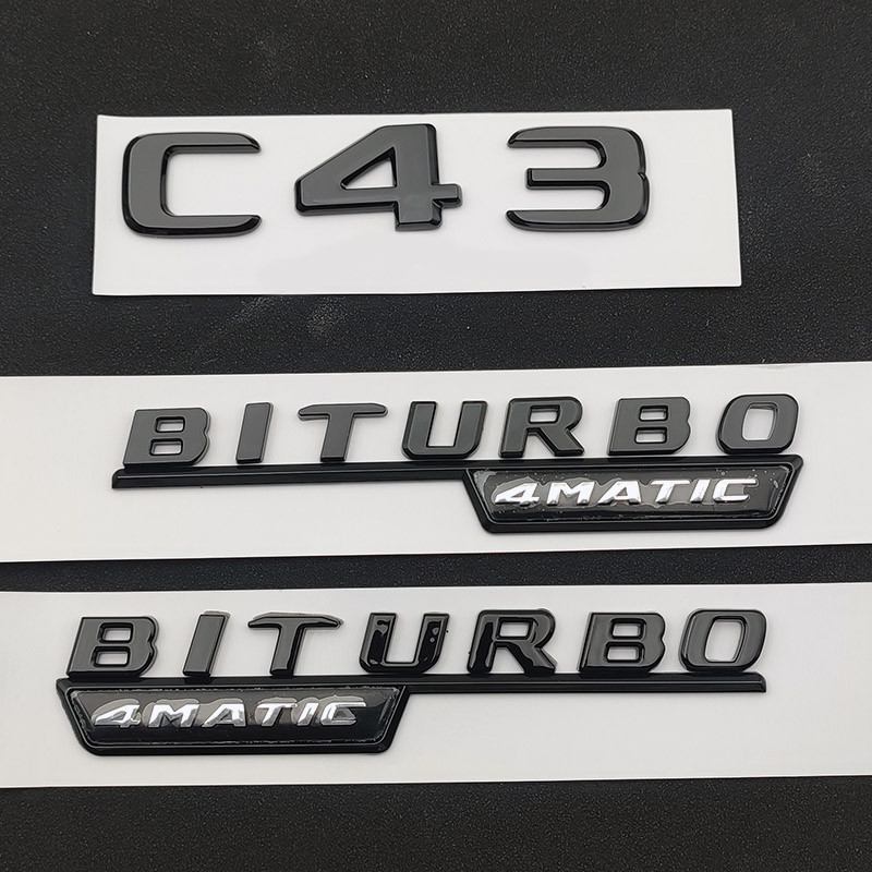 3D ABS Chrome Đen C 43 Logo C43 Chữ Cái Miếng Dán BITURBO 4MATIC Biểu Tượng Xe Huy Hiệu Cho C43 Phụ 