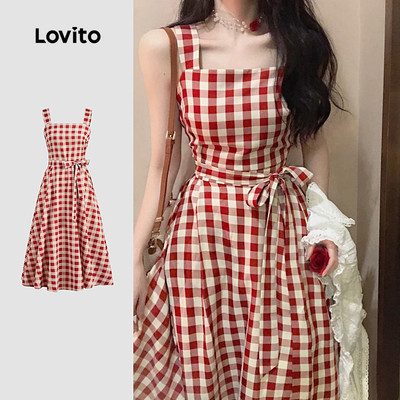 Lovito Đầm Phong cách thường ngày Có Thắt Lưng Chất Liệu Mềm Mại Thích Hợp Cho Mùa Xuân/hè Dành Cho Nữ LB134LD257