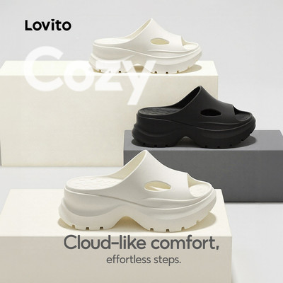Lovito Giày Sandal Đế Bằng Kiểu Dáng Giản Dị Thời Trang Hàn Quốc Dành Cho Nữ LFAS5046