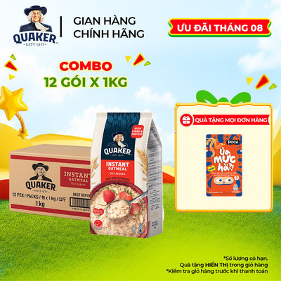 Thùng 12 Gói Yến Mạch Ăn Liền QUAKER 1000G - Giàu dinh dưỡng và tốt cho sức khỏe