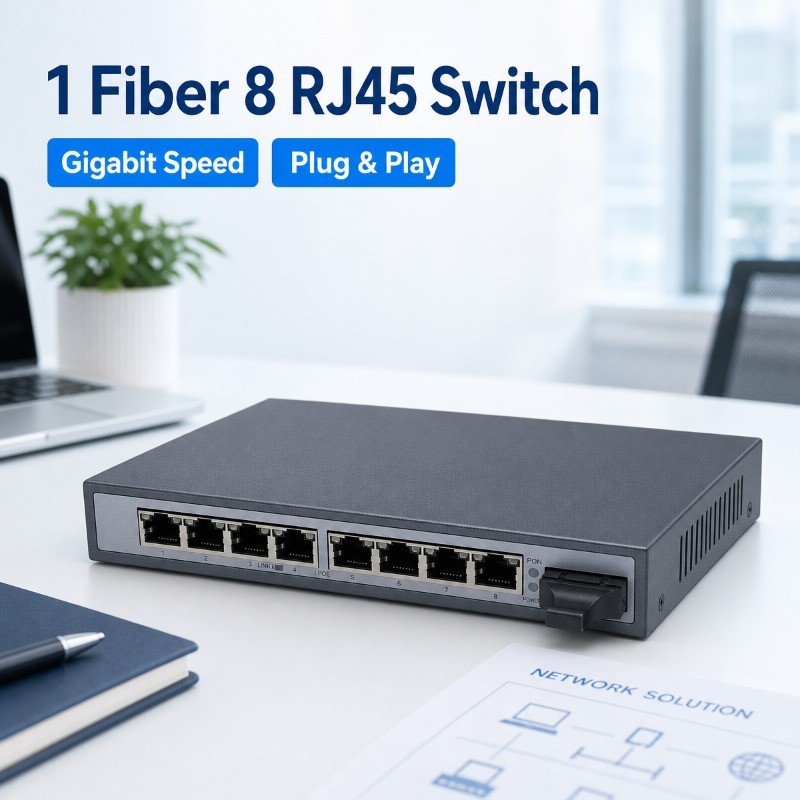Công tắc Gigabit điện 1 Light 8 (Không có chức năng POE, cổng sc / fc / st / lc + Cổng mạng RJ45 8 c