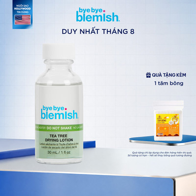 [TẶNG 1 TĂM BÔNG] Chấm mụn Tràm Trà dành cho mụn viêm, mụn body Bye Bye Blemish Tea Tree Drying Lotion 30ml