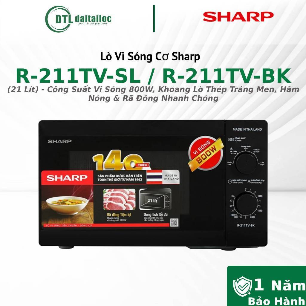 Lò Vi Sóng Cơ Sharp R-211TV-SL / R-211TV-BK (21 Lít) - Công Suất Vi Sóng 800W / Chính Hãng / BẢo Hàn