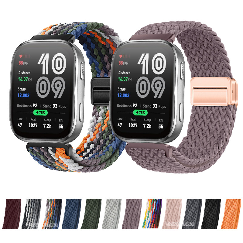 Dây đeo đồng hồ Nylon bện từ tính cho Huami Amazfit Active3 Premium Bip 6 5pro 3pro GTR 4 3 pro GTS 