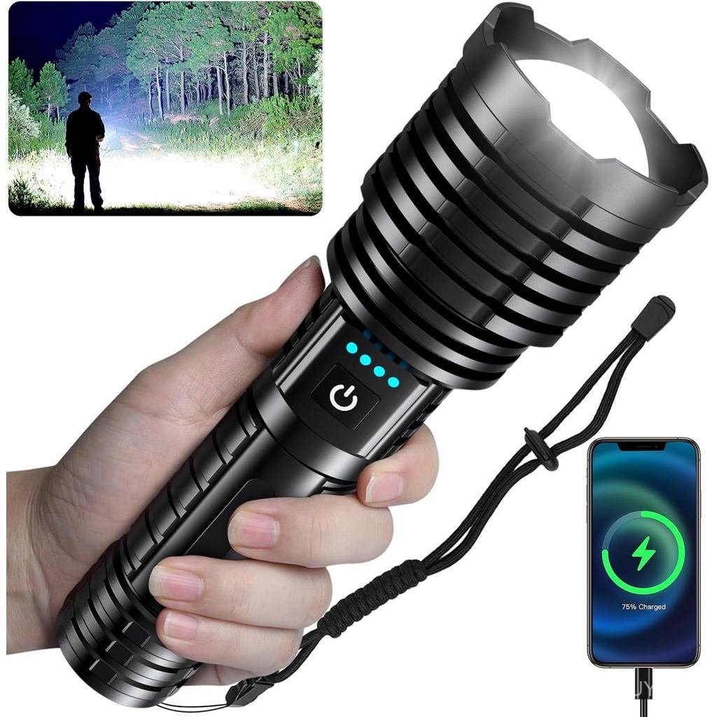 baibian Rechargeable Flashlights High Lumens, 100,000 Lumens Super Bright Flashlight, LED Handheld W