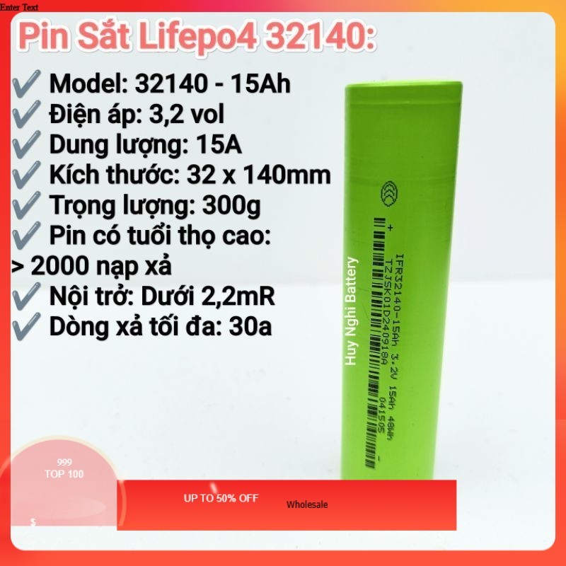 (Hoả Tốc Sài Gòn) Lifepo4 (3, 2v): 32140 - 15ah