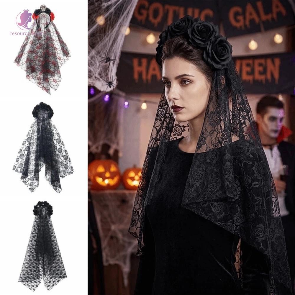 RESOURCE GIỚI HẠN Băng đô lưới đầu lâu, Băng đô cô dâu ma Gothic họa tiết đầu lâu, Mũ đội đầu Cospla
