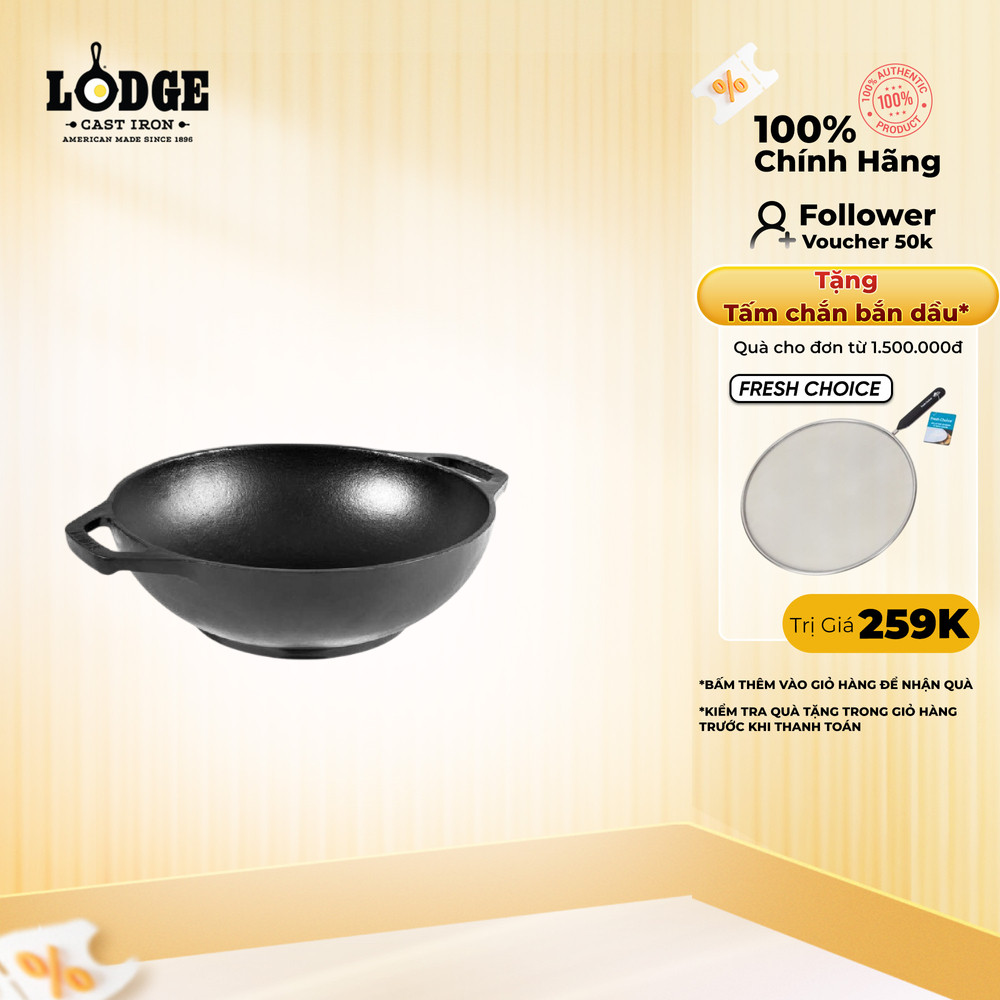 Lodge - Chảo gang Wok - 16cm- sử dụng tất cả loại bếp- Hàng chính hãng