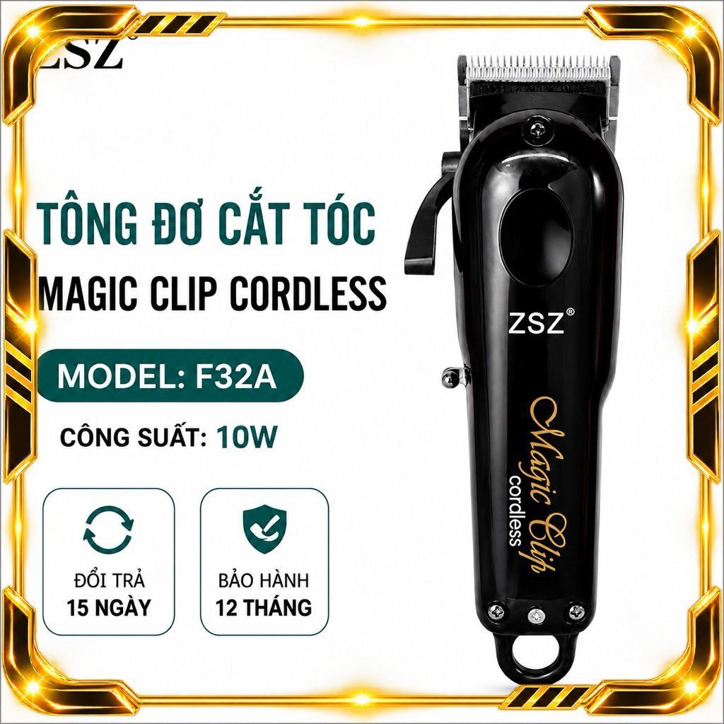Tông Đơ ZSZ F32A 10W Không Dây Cắt Tóc Barber Chuyên Nghiệp Pin 2000mAh