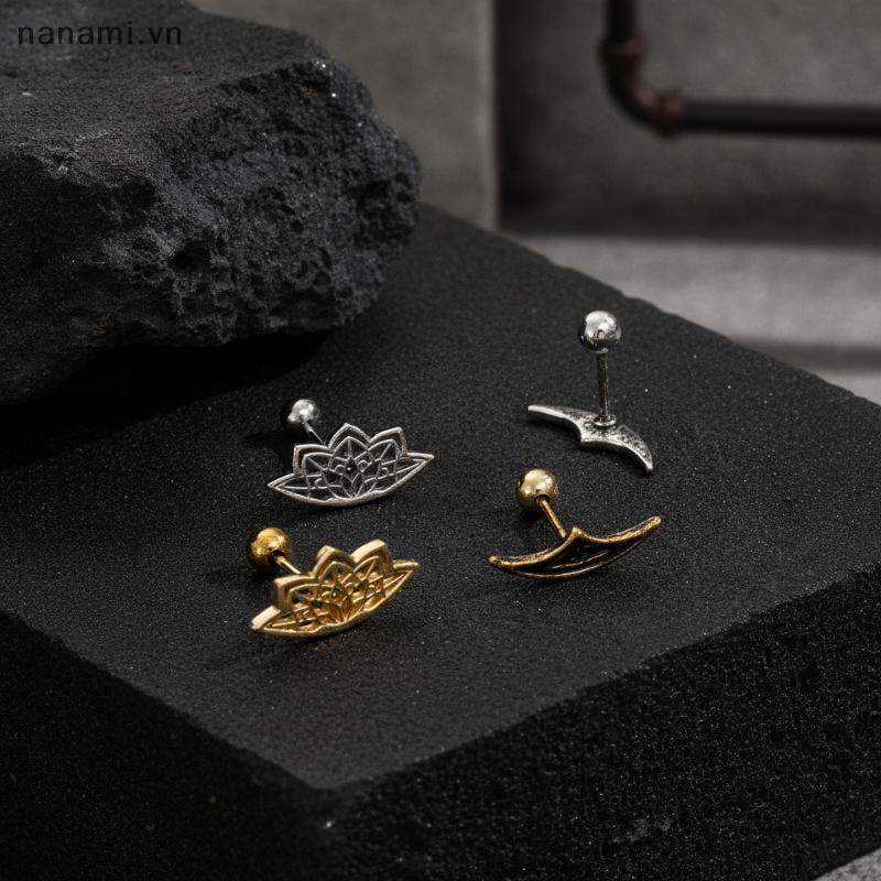 [nanami] Lưới nhện hợp kim đa năng Lotus Hidden Helix Bông tai phù hợp với tất cả các trang phục Tra