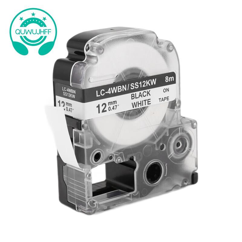 5 Gói Thay Thế -4WBN LC-4WBN9 (SS12KW) Băng Nhãn Cho LabelWorks LW300 LW400 LW500 LW700 Đen Trên Trắ