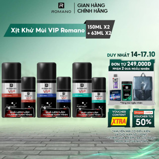 [TẶNG 2 Xịt khử mùi 63ML] Combo 2 Xịt khử mùi cho nam cao cấp VIP Romano (150ml x 2) (Tặng mùi ngẫu nhiên)