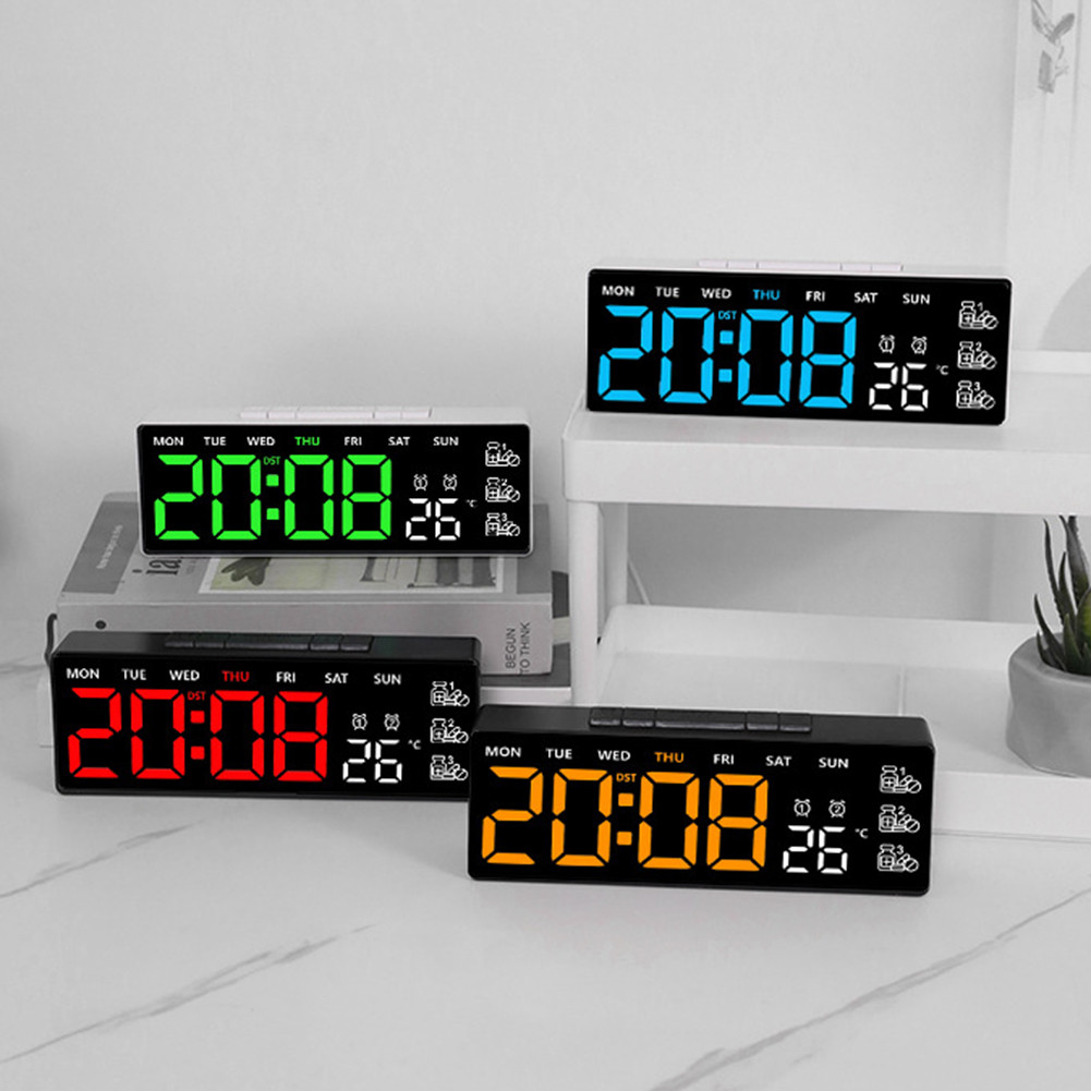 【IMBUTFL】Digital Wall Clock,Digital Clock Large Display,LED Alarm Clocks with Week,Temp