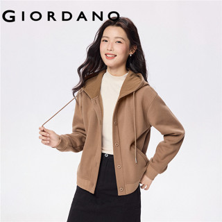  Áo khoác hoodie dáng rộng viền lông cừu GIORDANO NỮ 18375003 