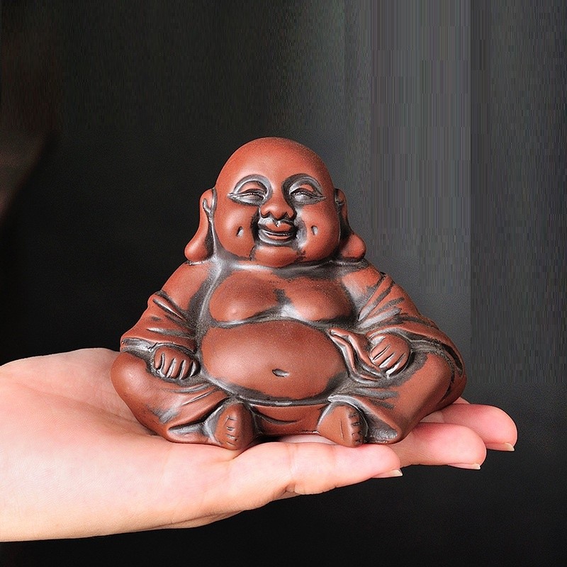 Tượng Phật Di Lặc Bằng Chất Liệu Gốm Tử Sa Đất Phối (Đồ chơi bàn trà)