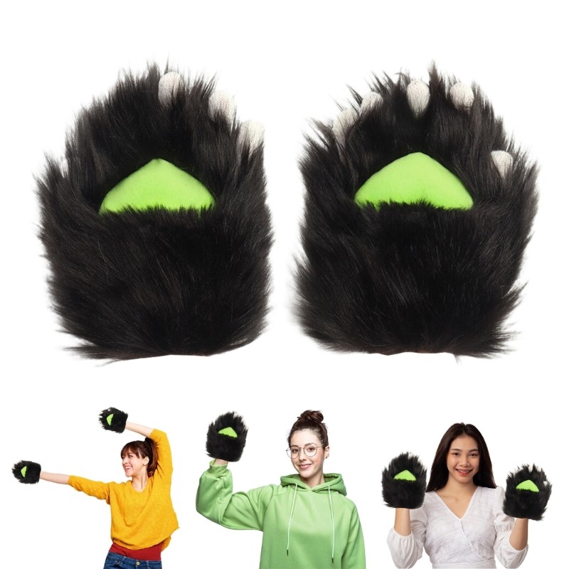 Xiangbao Mèo Móng Vuốt Găng Tay Therians Paws Lông Furry Fursuit Paws Halloween Trang Phục Hóa Trang