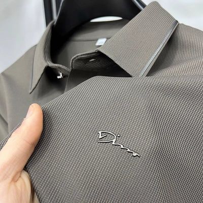 Áo sơ mi polo nam tay ngắn, chất lượng cao sắt không in hình, phù hợp công sở và người trung niên