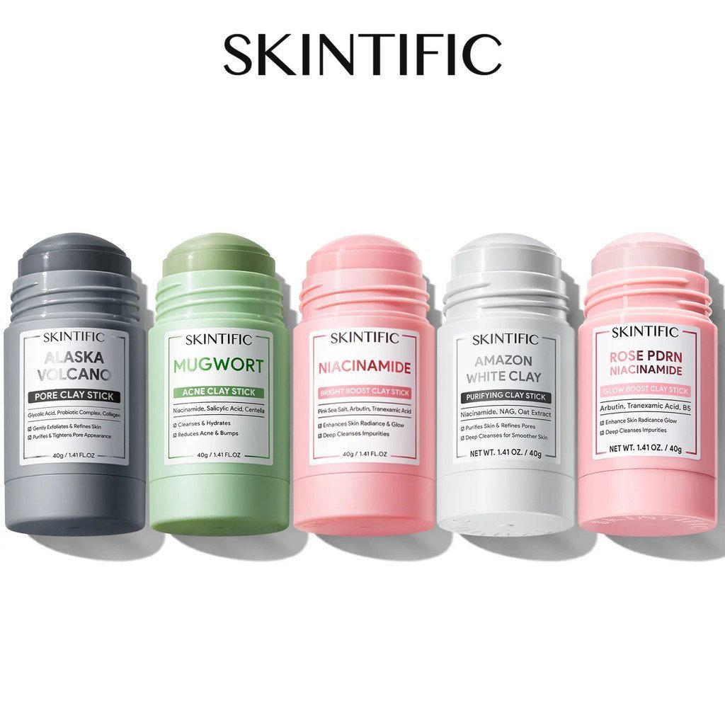 SKINTIFIC Bộ 5 que đất sét chăm sóc da - Alaska Volcano / Mugwort ngừa lỗ chân lông & mụn / Niacinam