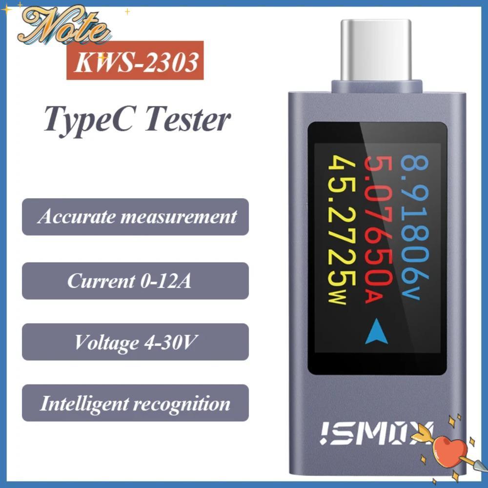 NOTE1 Màn hình hiện tại và điện áp, Máy kiểm tra đồng hồ đo công suất KWS-2303C PD, DC 4-30V 0-12A T