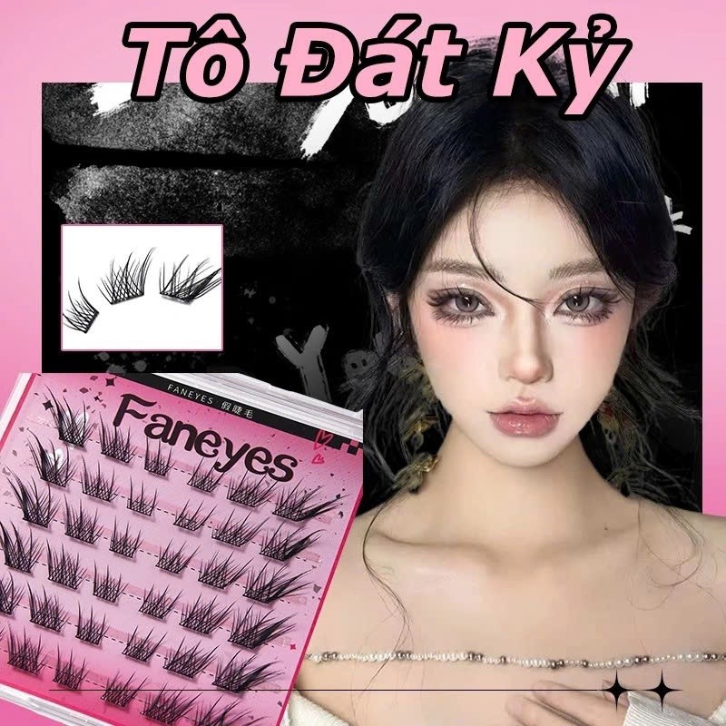 Lông Mi Giả Từng Chùm Sẵn Keo Faneyes Tự Dán Không Cần Keo Riêng Dày Cong Tự Nhiên Anime Nữ Hottrend
