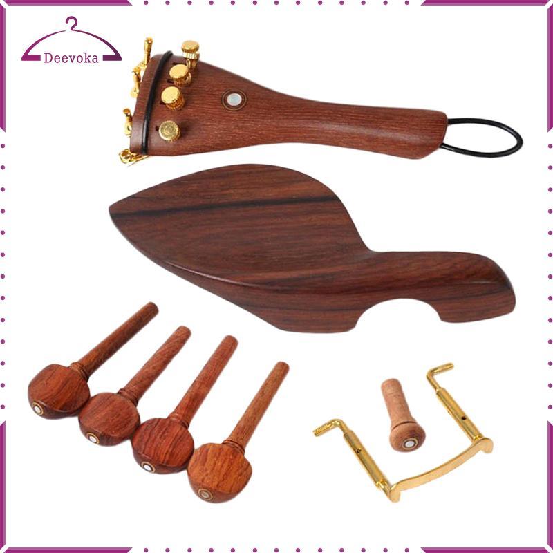 Bộ các bộ phận đàn Violin 4 / 4 bằng gỗ hồng ngoại Chinrest Tuning Pegs Tailpiece Fine Kit