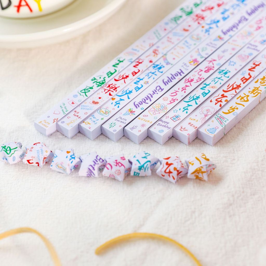 Chúc Mừng Sinh Nhật Văn Bản Ngôi Sao Origami Nhỏ Tươi Đơn Giản Văn Học Quà Tặng Sinh Nhật Chúc Chai 