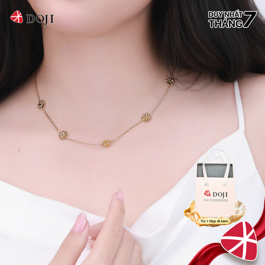 Dây liền mặt nữ Floral dáng mảnh mạ vàng cao cấp, phong cách thanh lịch, nữ tính, thiết kế thiên nhi