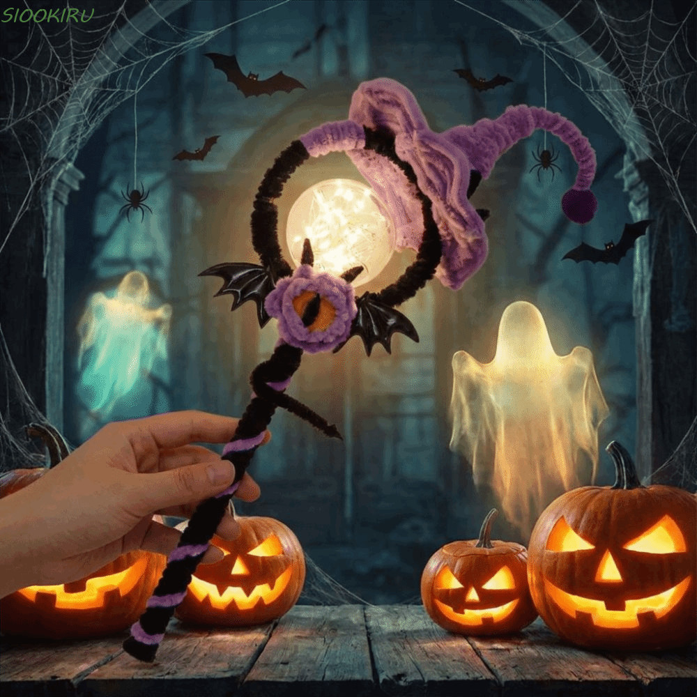 SIOOKIRU Halloween Magic Wand, Light Up Bendable Halloween DIY Fairy Stick, Creative DIY Kit Handmad