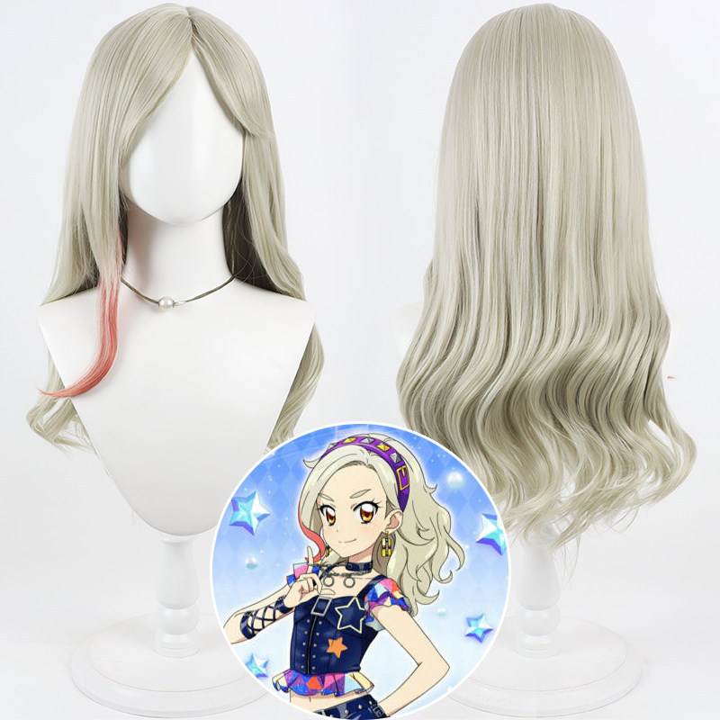 Aikatsu Rin Kurosawa Cosplay Tóc Giả Mô Phỏng Thực Tế Da Đầu Ánh Sáng Xanh Xoăn Chịu Nhiệt Tổng Hợp 
