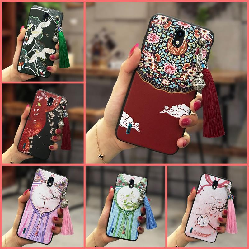 Ốp Lưng Phong Cách Trung Hoa Ốp lưng Nokia C2 Tua Rua Chống Thấm Nước TPU Chống Va Đập Chuông Silico