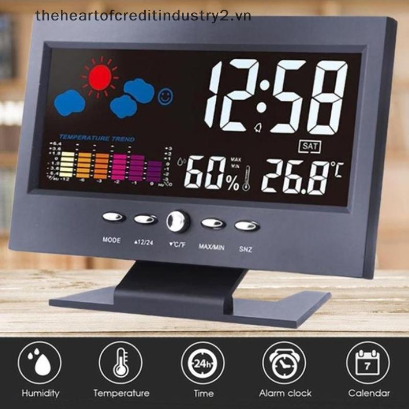# thehear # Màn hình màu LCD Kỹ thuật số Balight Báo động báo động Clo Trạm dự báo thời tiết .