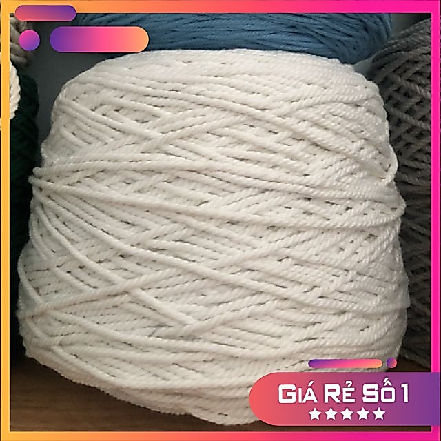 Dây thắt macrame cotton trắng tinh/ kem Size 3mm/4mm/5mm