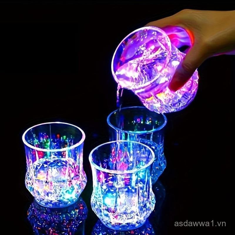 1/2/4Pack of Liquid Activated Glitter Crystal Cups，Multicolor LED Light-up wine glass，Suitable for b