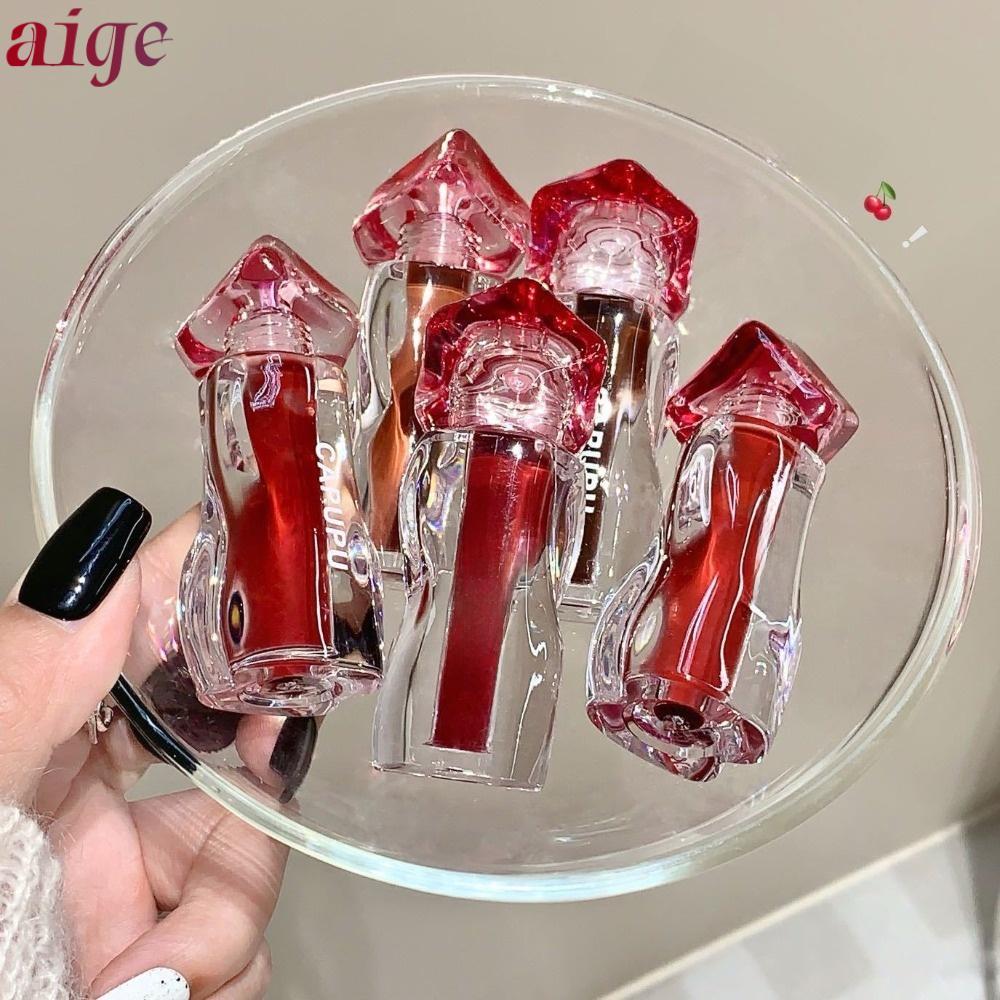 AIGE Mirror Lip Gloss, Hydrating 3g Lip Glaze, Watery Mirror Crystal Translucent Brightening Iridesc