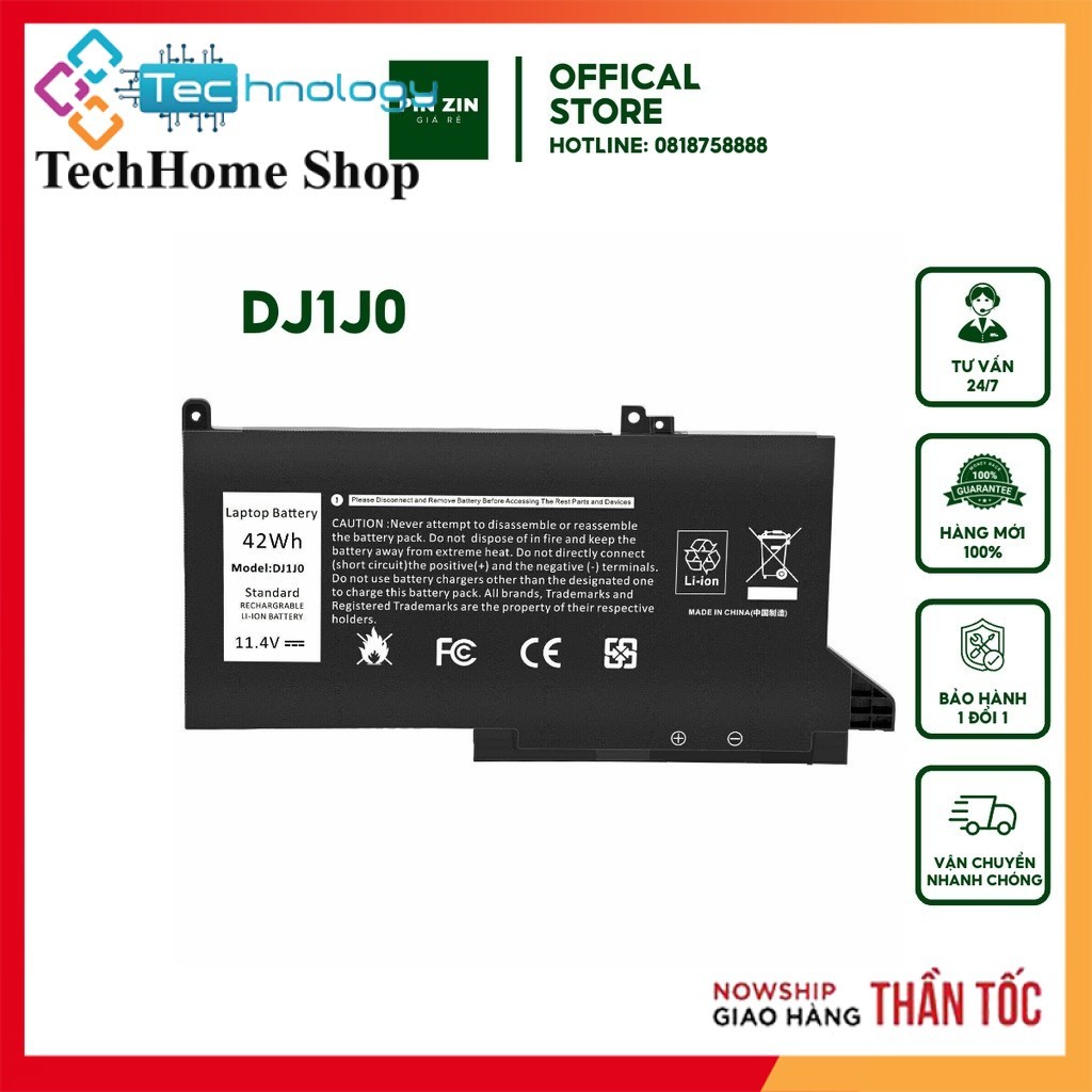 [PIN ZIN NEW ] DJ1J0 Pin Laptop dell Laitutde 7480 E7480 7380 E7380 7280 E7280 F3YGT DM3WC MYJ96 DJ1