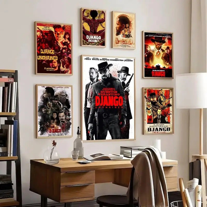 Phim Cổ Điển D-django U-unchained Anime Áp Phích Dính Giấy Trắng Miếng Dán DIY Phòng Thanh Cafe Kawa