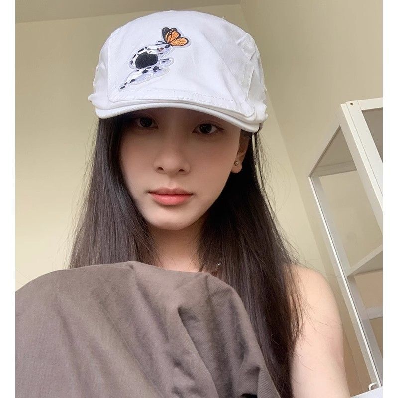 Miếng Dán Dễ Thương Mũ Nồi Nữ Đầu Lớn Tuần Hoàn Phía Trước Mũ Đạt Đỉnh Retro Hình Bát Giác Newsboy M