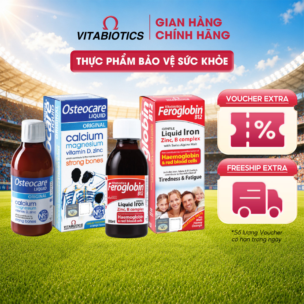 Bộ Dưỡng Chất Cho Bé TPBVSK Osteocare Liquid & Feroglobin B12 Liquid Vitabiotics