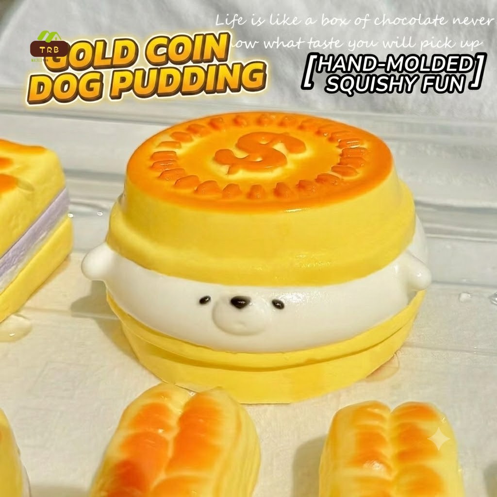 Đồ chơi bóp hình bánh Pudding "Coin Dog" dễ thương – Đồ chơi giảm căng thẳng mềm mại, tăng chậm